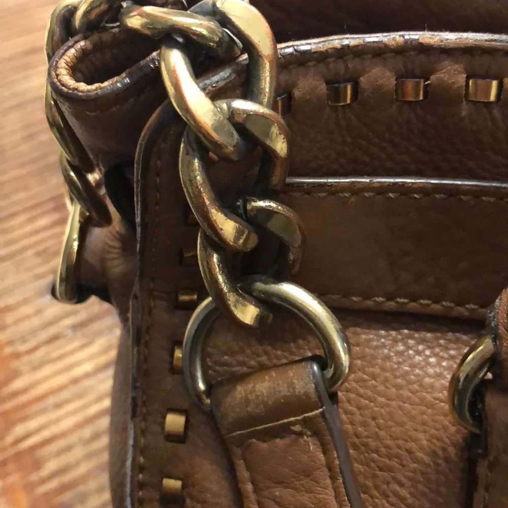Michael Kors Hamilton Satchel Handbag Soft Genuine Leather (Brown/Gold )medium - Picture 5 of 11